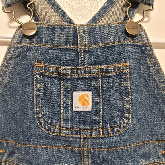 Carhartt Kids Overalls Denim Blue Jeans Pants Romper Toddler Little Boys Size 2T - Picture 3 of 13